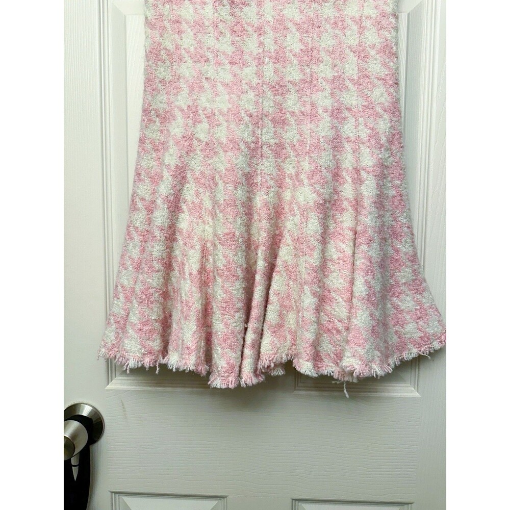 LoveShackFancy Tweed Mini Dress Women’s Size 6 Josalie Wool Houndstooth Pink New - Picture 6 of 10